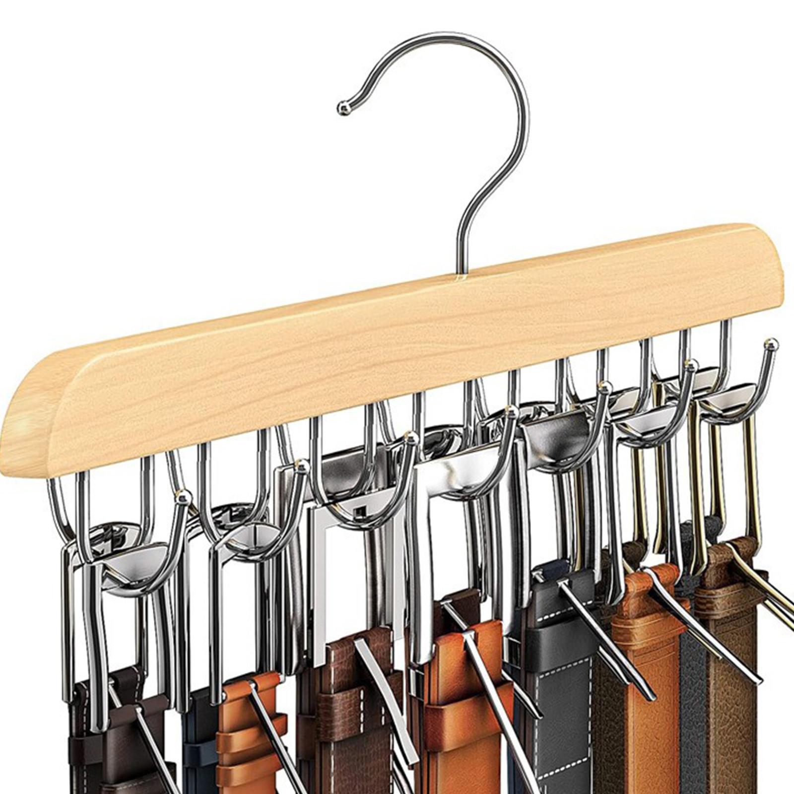 Men'S Accessories Organizer For Wardrobe - Ceinture en bois T1 cintres de