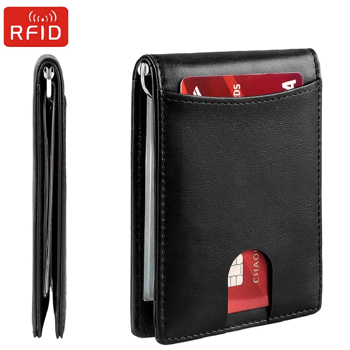 Money Clip Slim - Porte-cartes RFID pour homme, portefeuille de