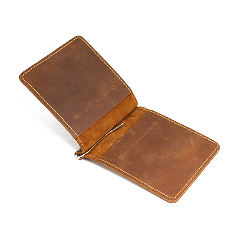 Money Clip Slim - Portefeuille en cuir véritable pour hommes,