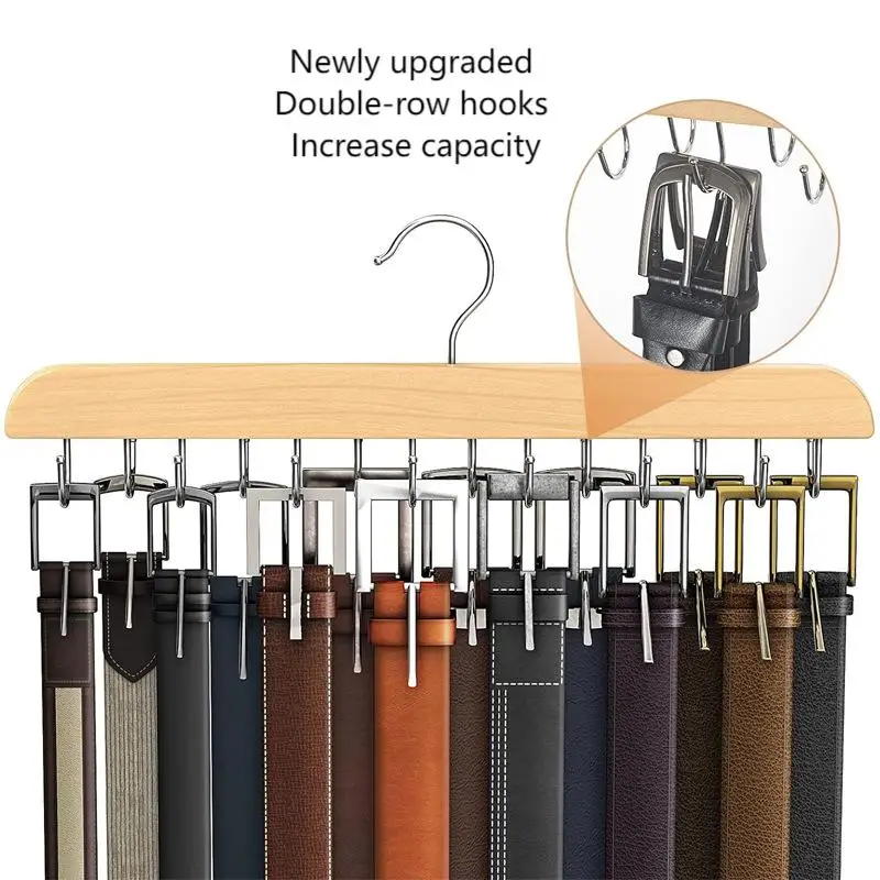 Men'S Accessories Organizer For Wardrobe - Porte-ceinture en bois pour femmes, cintres